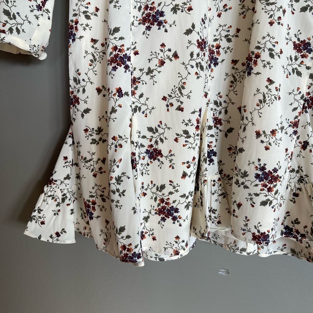 Veronica Beard Riggins Dress Whitestone Size 8 Silk Ivory Cream Floral Blouson - Picture 9 of 16